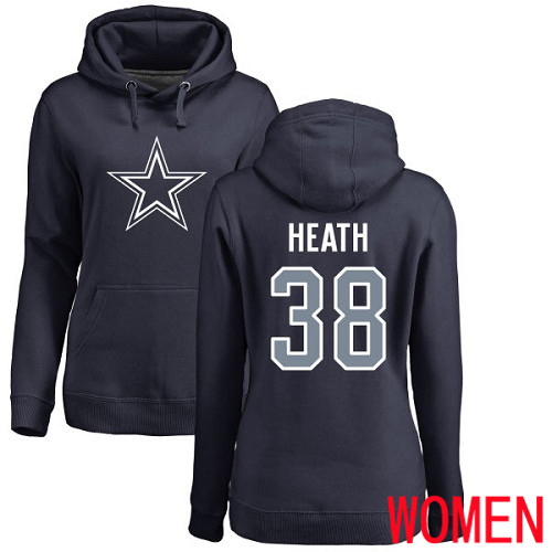 Women Dallas Cowboys Navy Blue Jeff Heath Name and Number Logo #38 Pullover NFL Hoodie Sweatshirts->nfl t-shirts->Sports Accessory